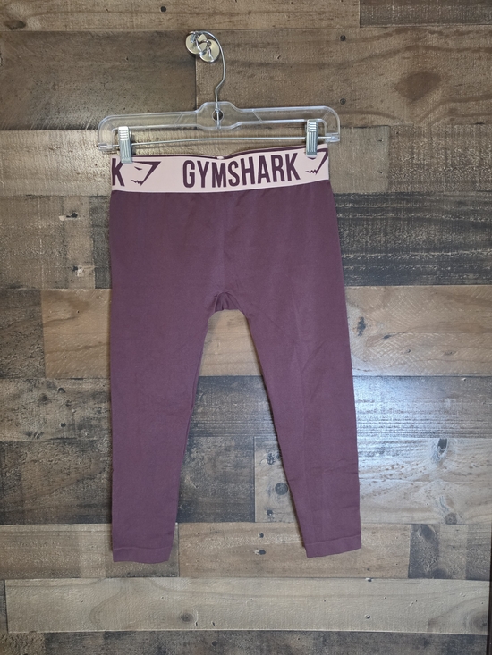 Gymshark Pants - Gymshark Burgundy Leggings with Light Pink Logo Waistband